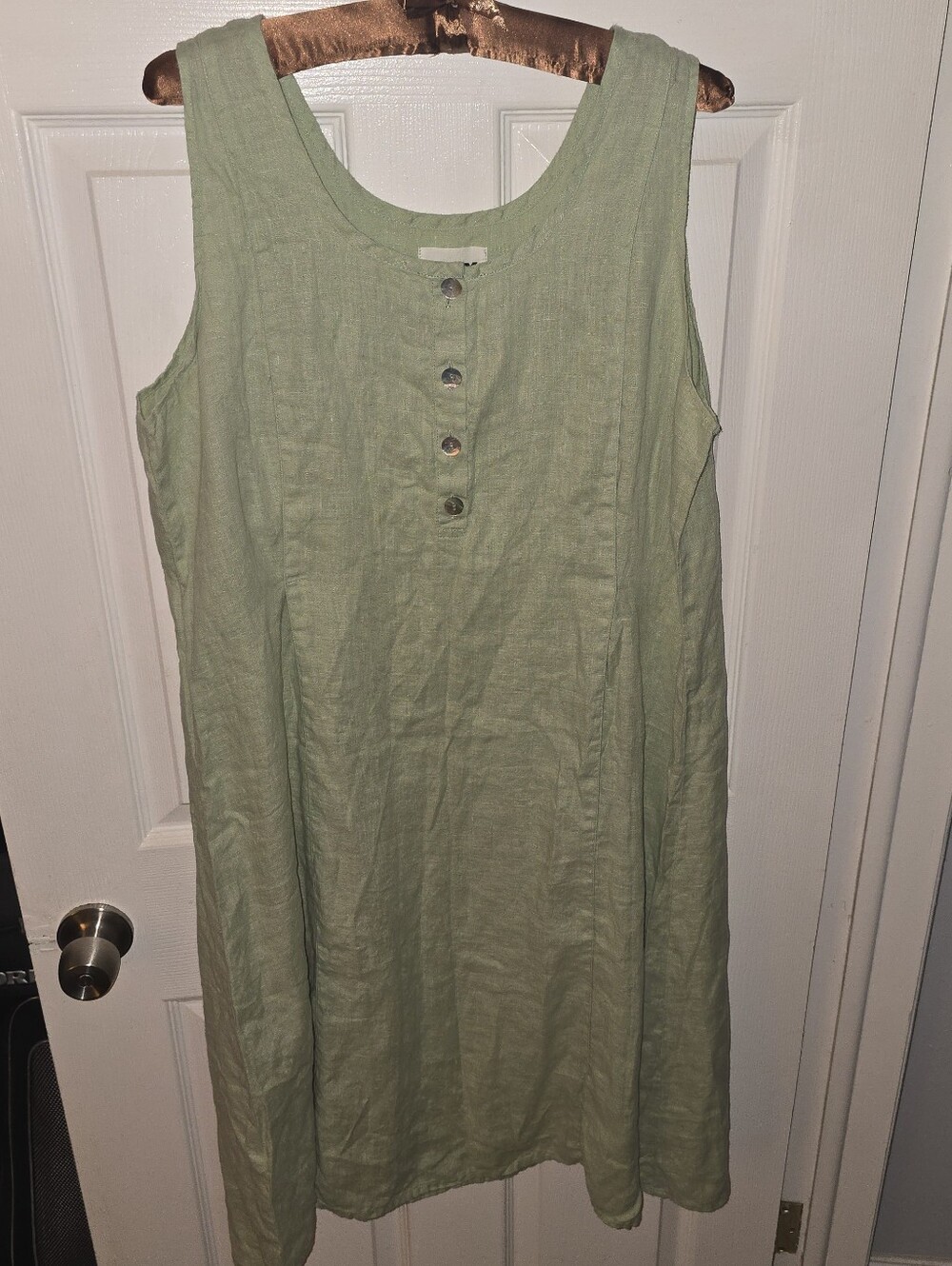 Flax Pale Sage Linen Top Size Large 100% Cotton